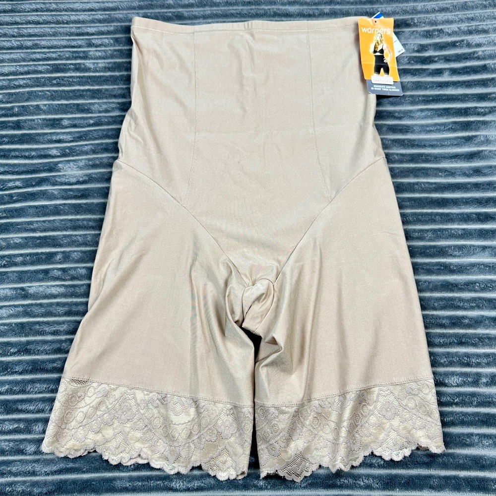 Warners Stylishly Smooth Hi-Waist Thigh Slimmer Shapewear WA1060 Tan XL NWT